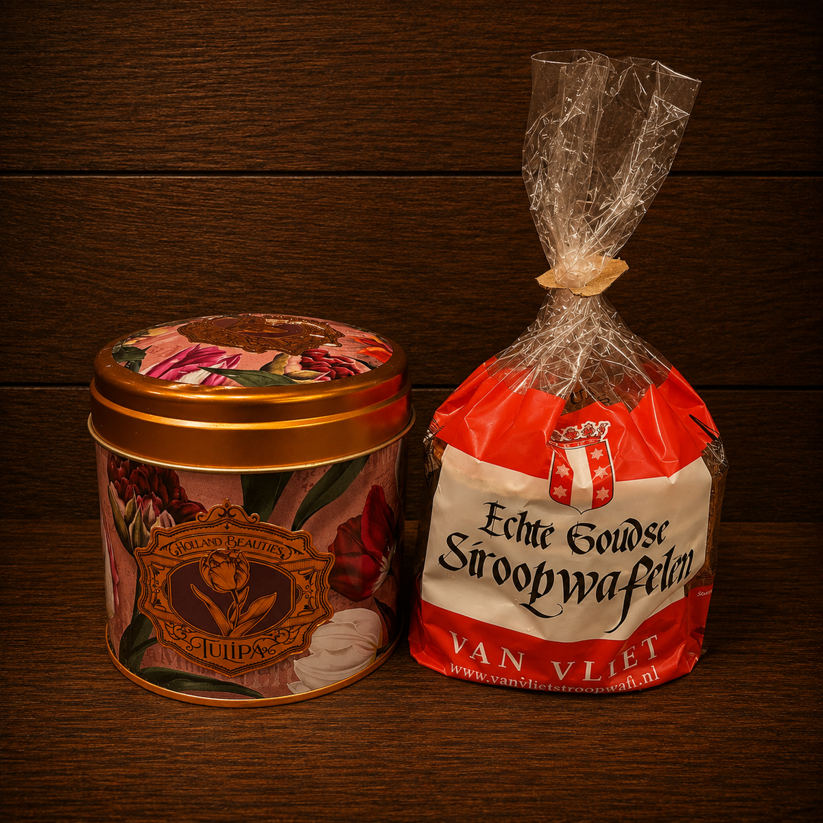 Goudse Siroopwafels in blik Tulpen Roze